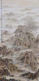 黄展时作品《秋山云居图》  规格：133x67cm